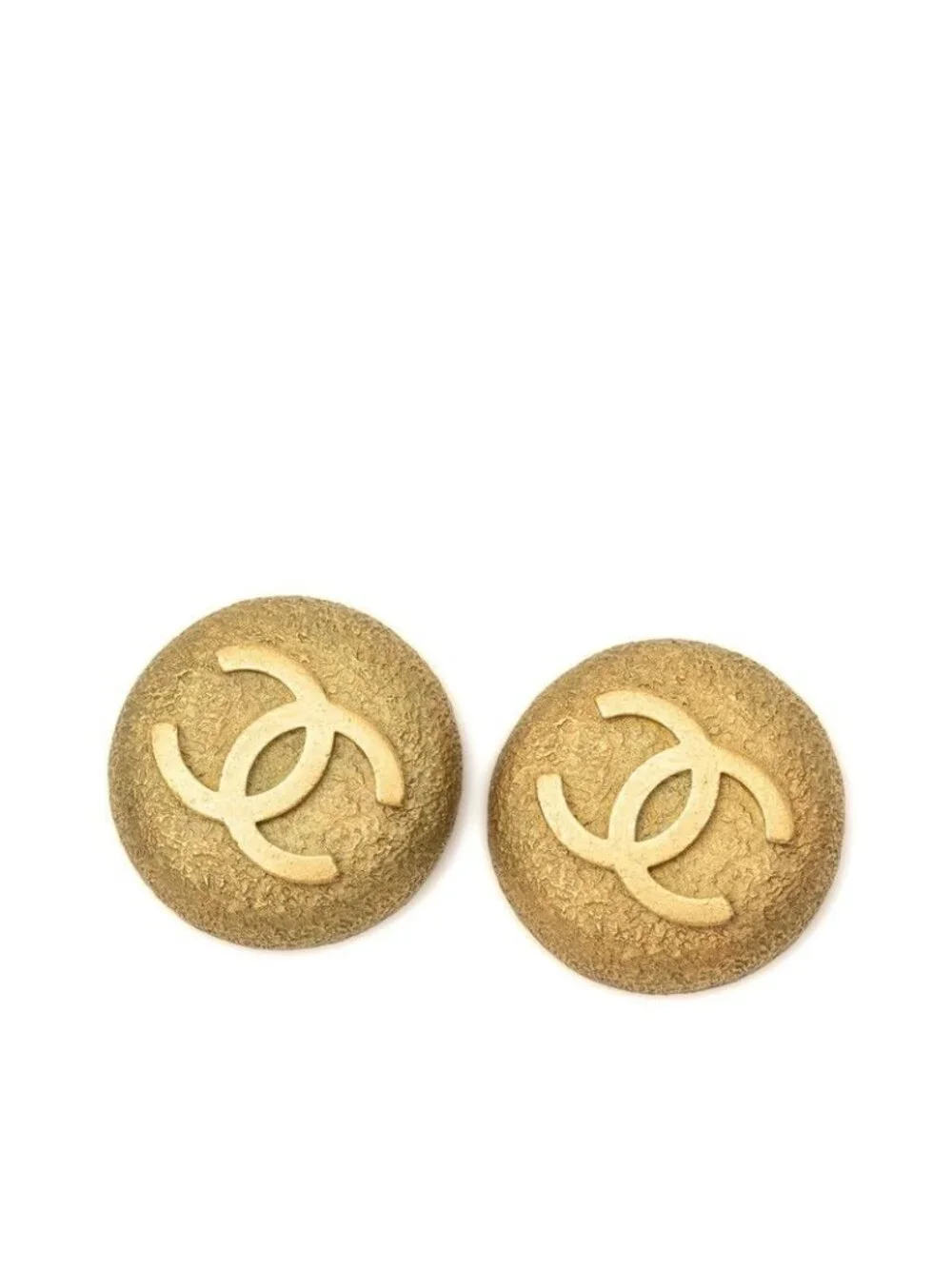 Chanel Vintage CC Logo Earrings Gold Plated
